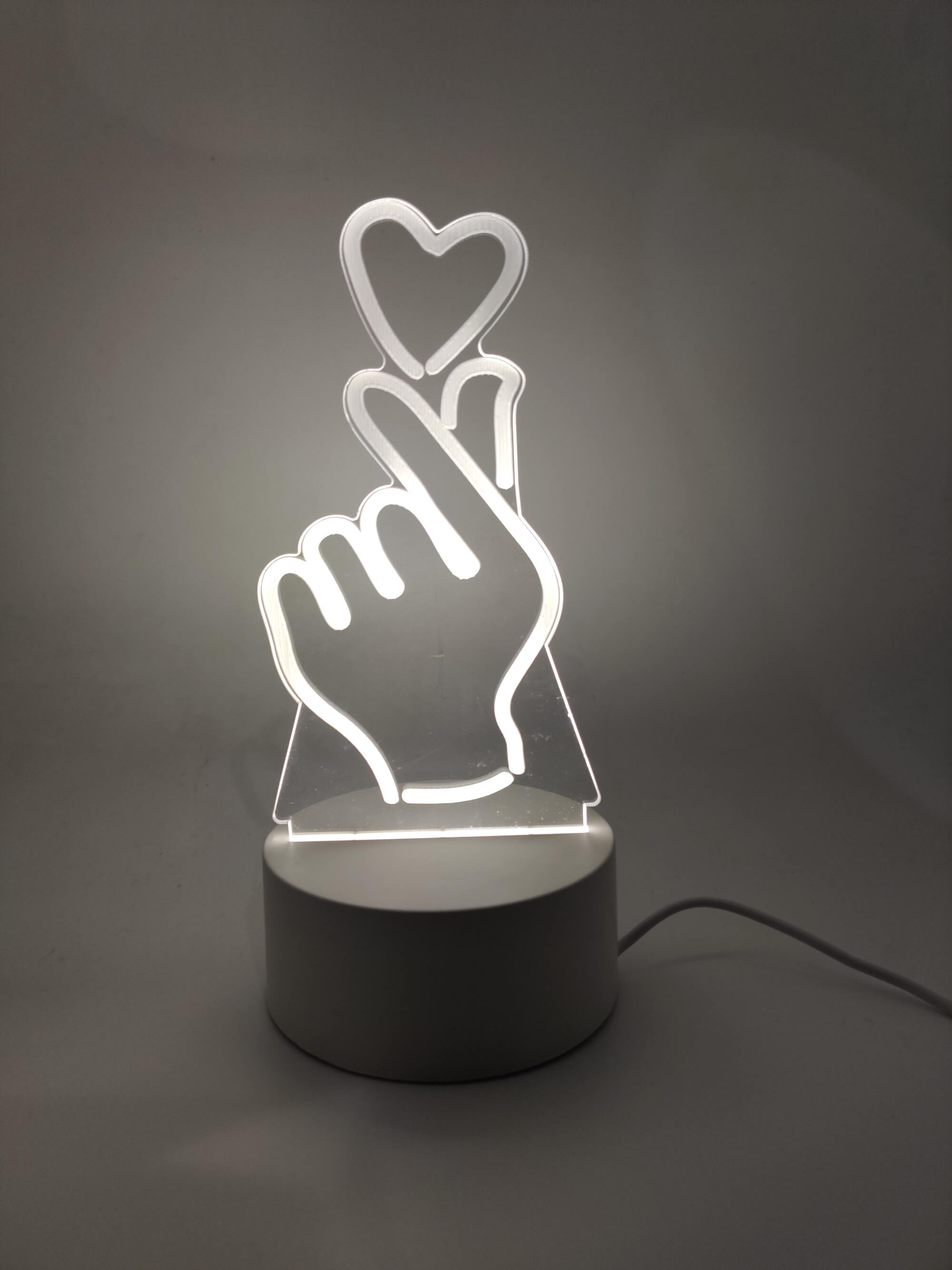 Love Heart Hand Acrylic Nightlight