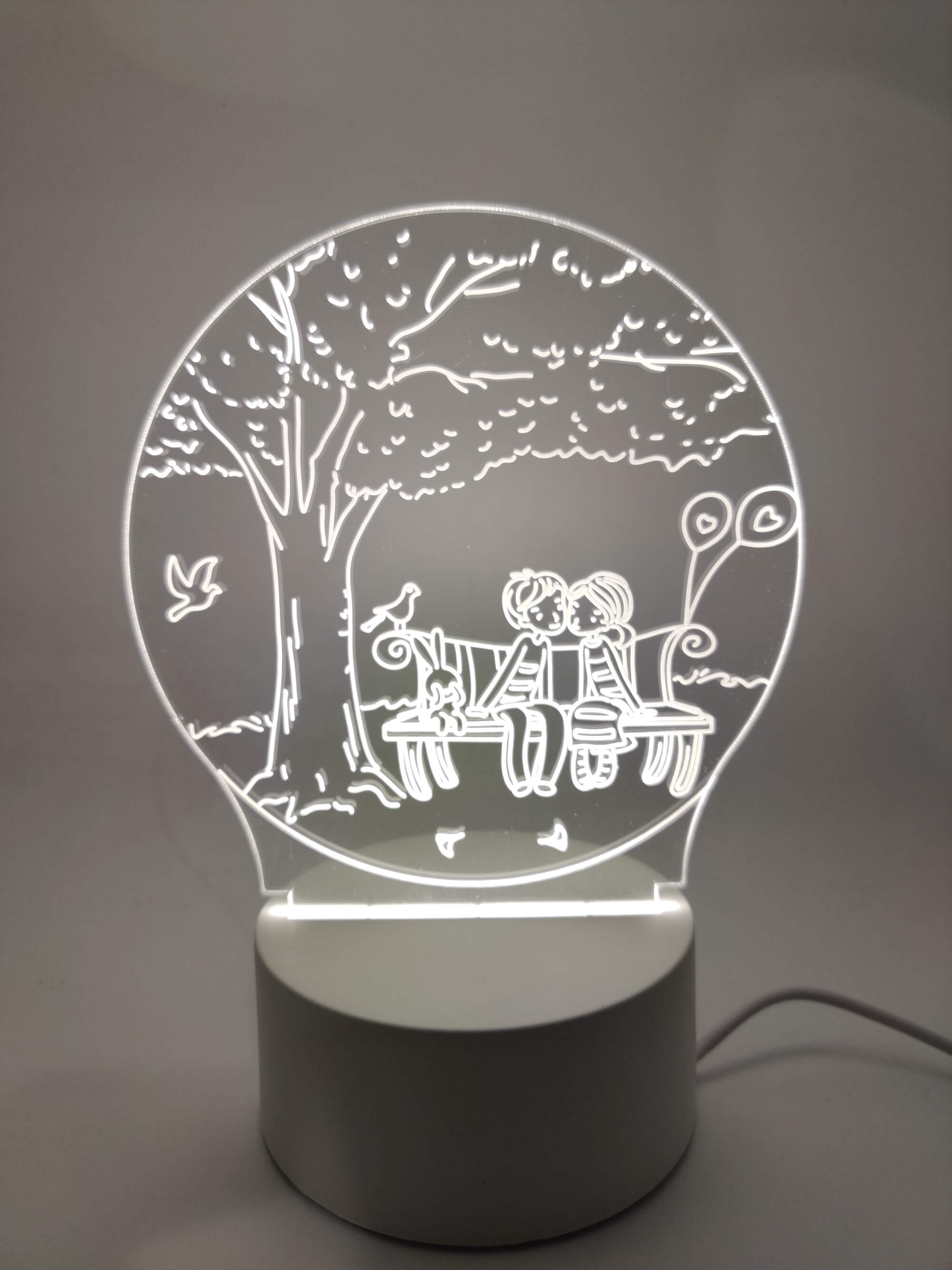 Couple On Bench Acrylic Nightlight