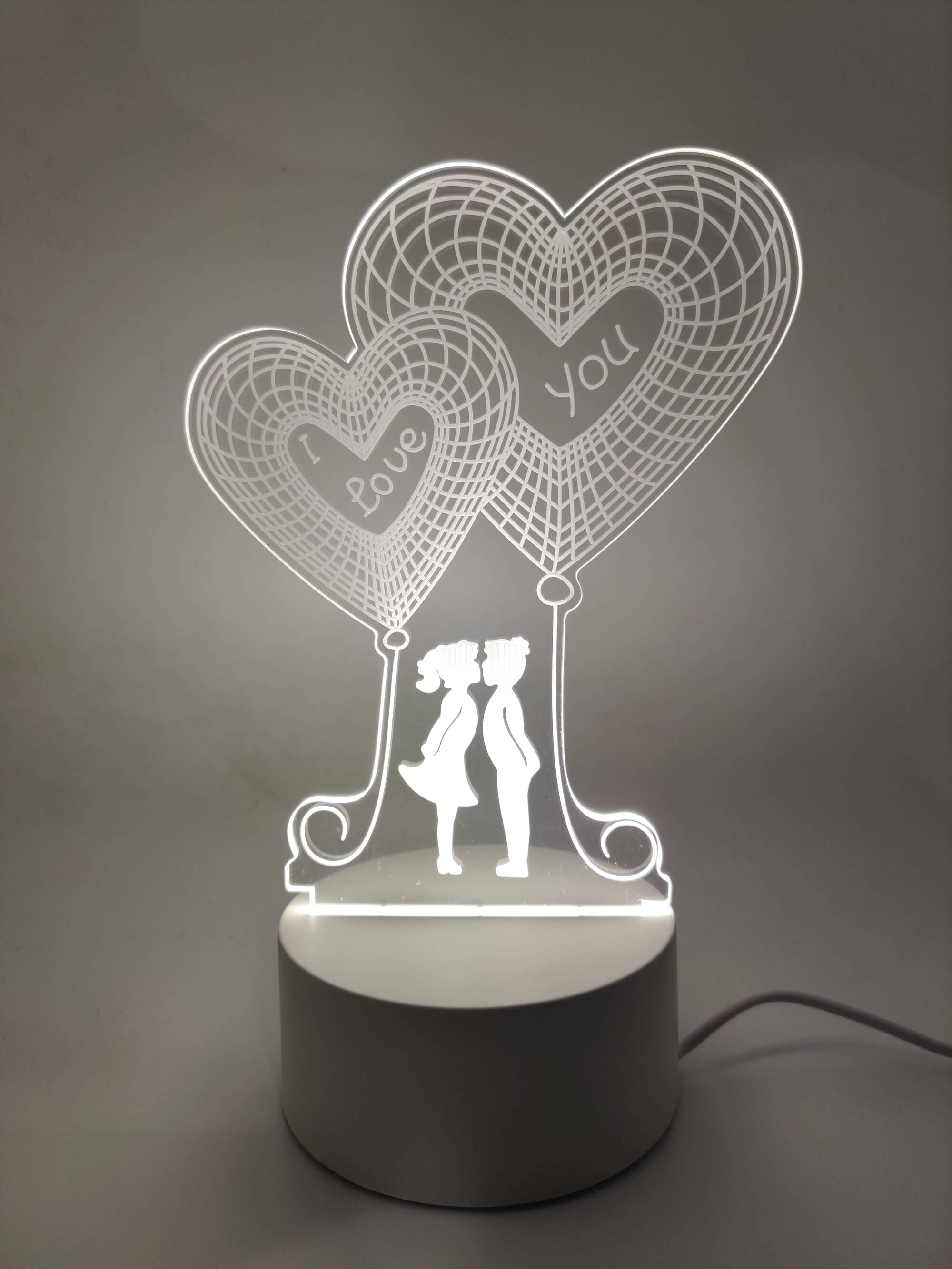 I Love You Couple Hearts Acrylic Nightlight