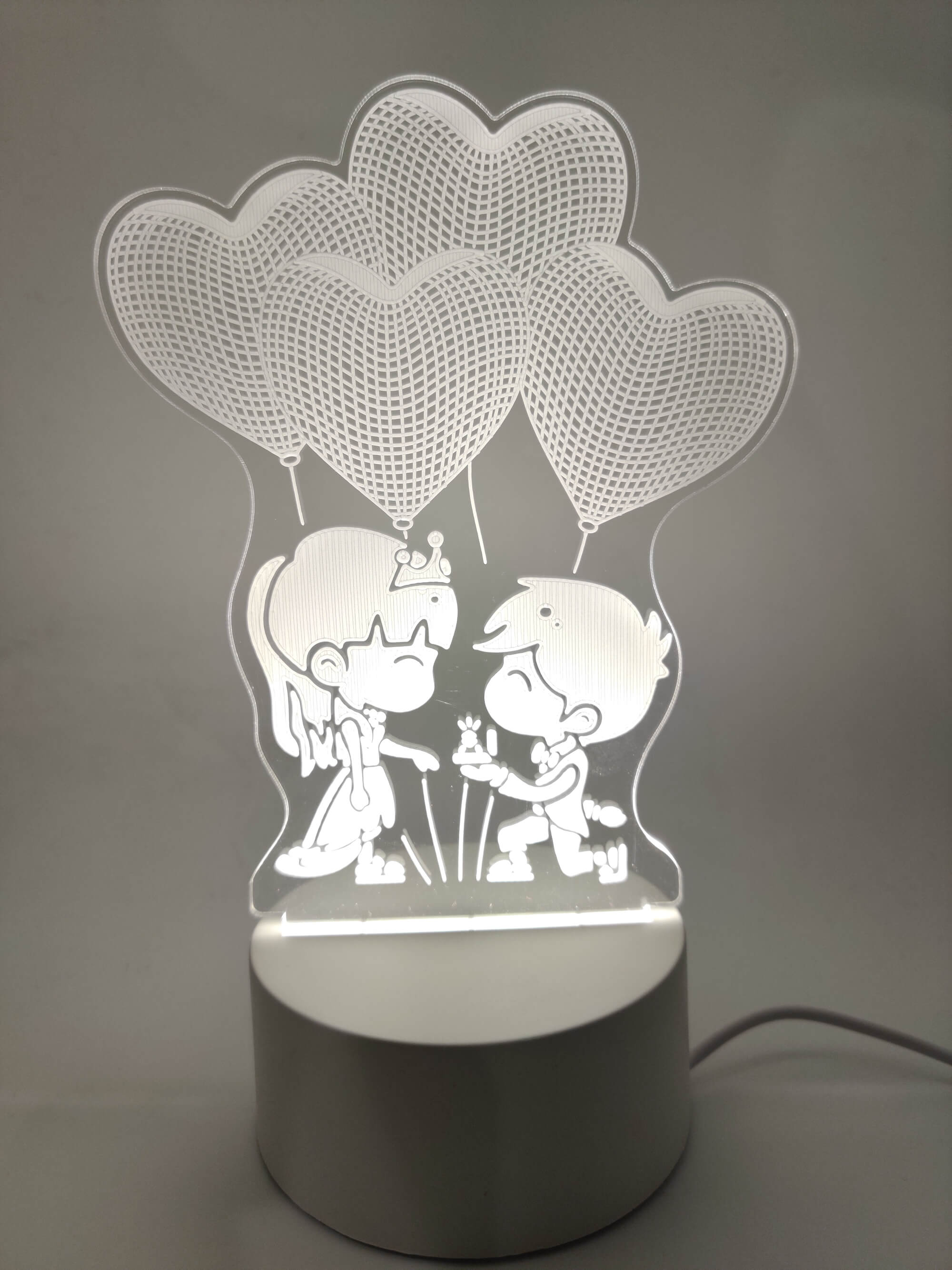 Couple Proposal Hearts Acrylic Nightlight